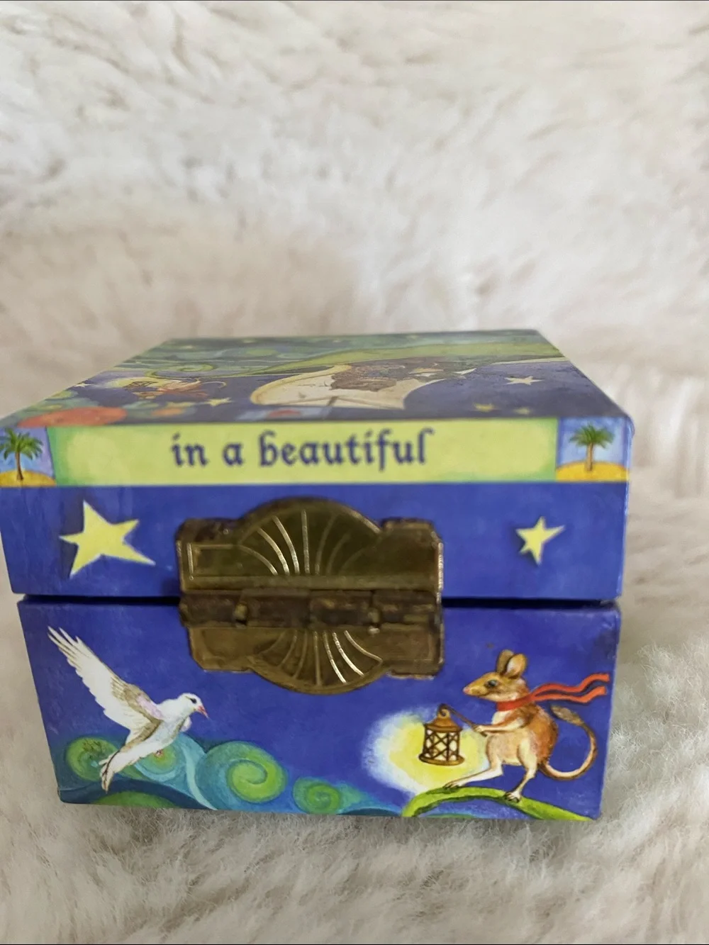 The Owl & the Pussycat Blue Tooth Fairy Jewelry Box with Brass Latch